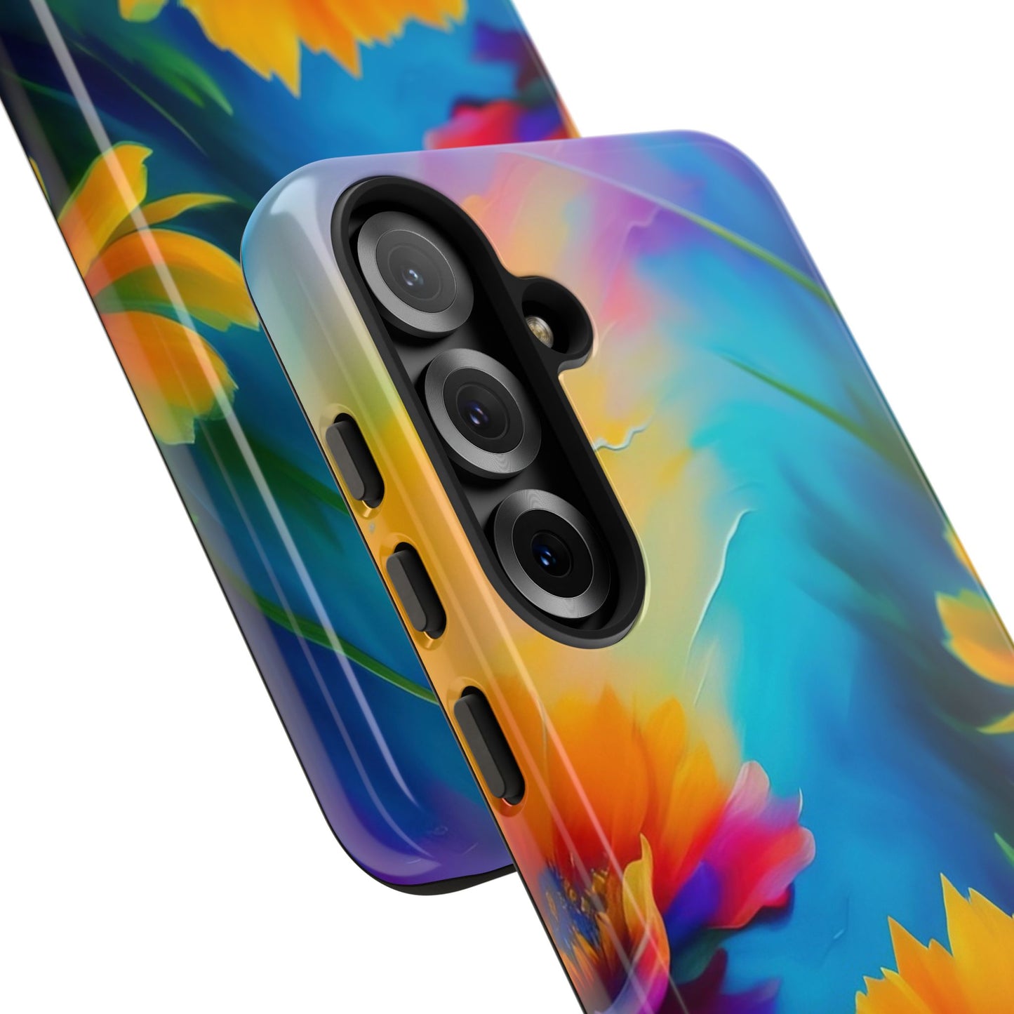 Floral Burst Tough Phone Case — Vibrant Watercolor Flowers Protective Cover