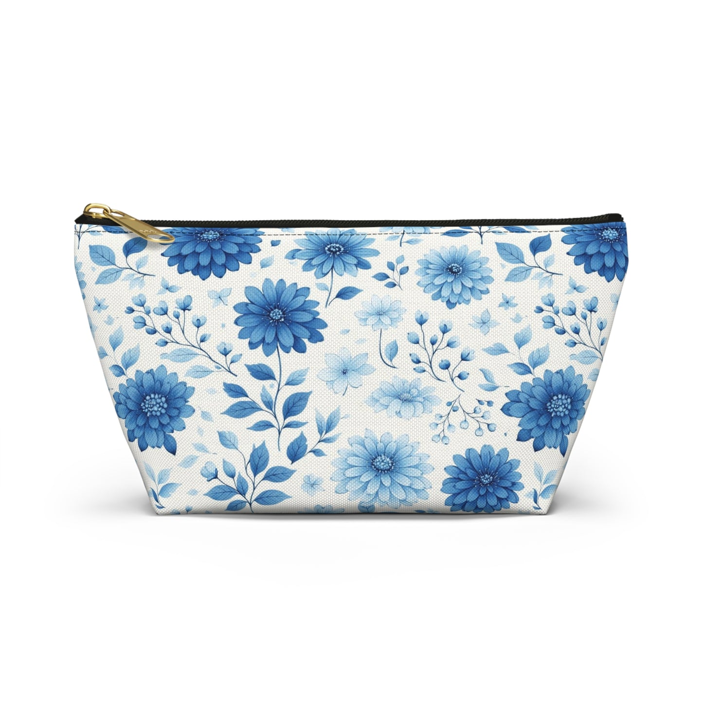 Blue Floral Accessory Pouch — T‑Bottom Makeup & Travel Bag