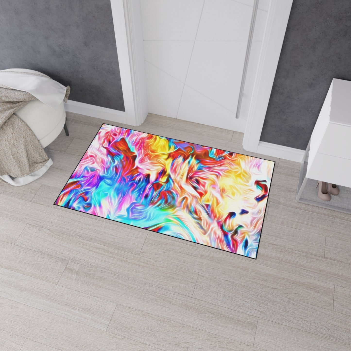 Abstract Swirl Heavy-Duty Floor Mat — Vibrant Colorful Entryway Rug