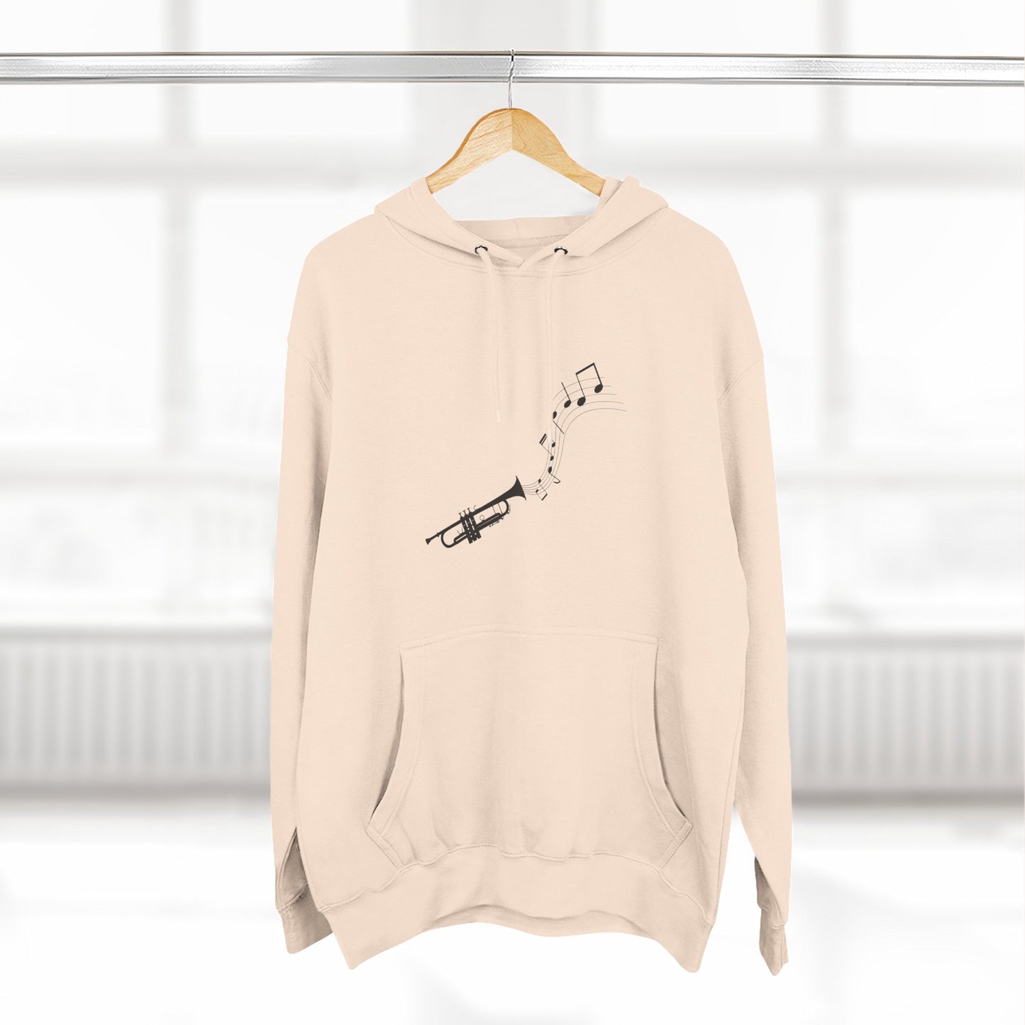 Trumpet Music Notes Hoodie — Minimalist Jazz Instrument Pullover