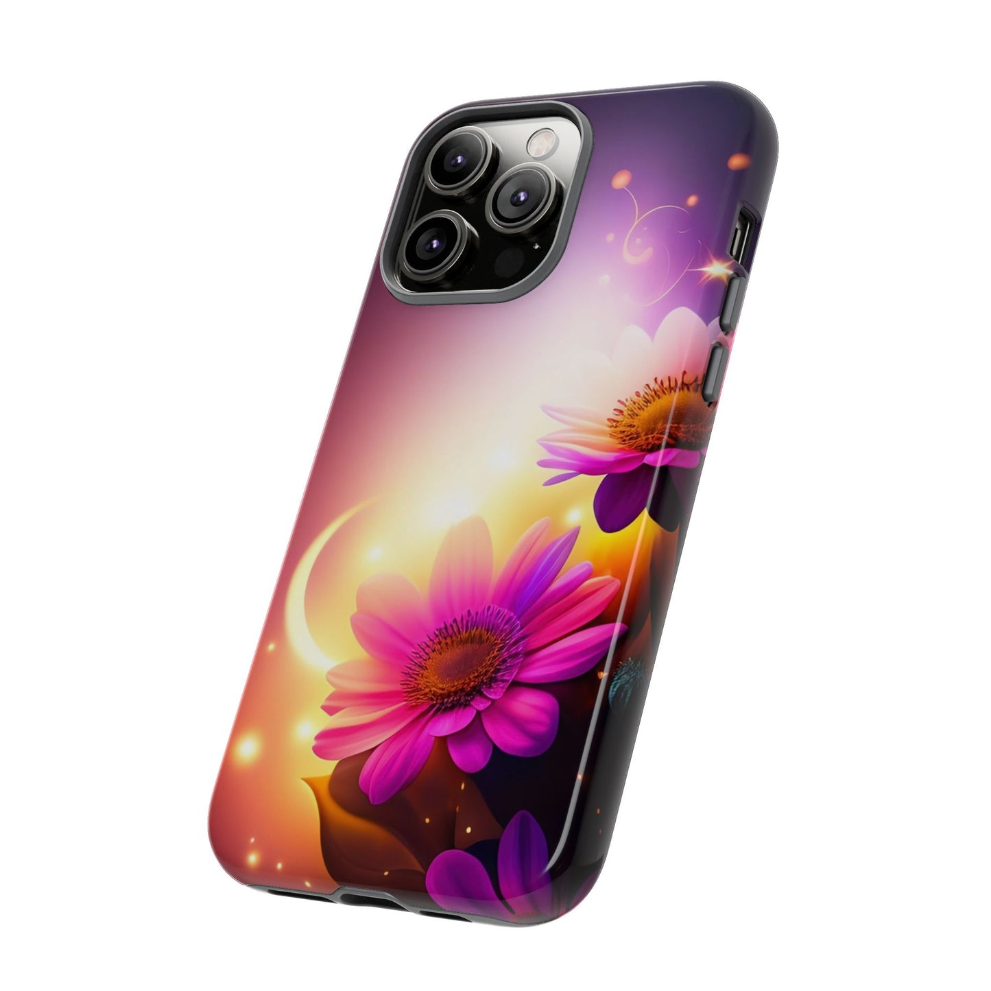 Floral Moonlight Phone Case – Purple Daisy Protective Cover