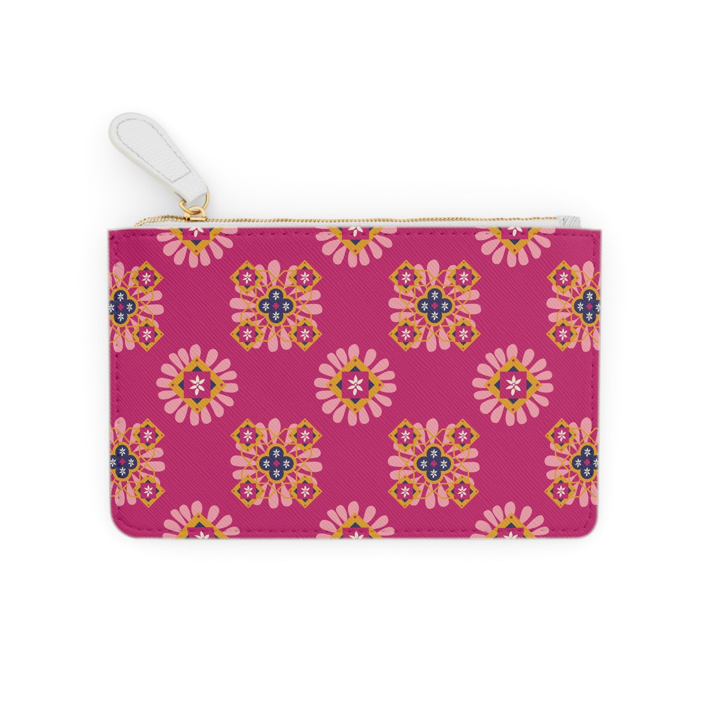 Floral Pattern Mini Clutch — Pink Boho Coin Purse