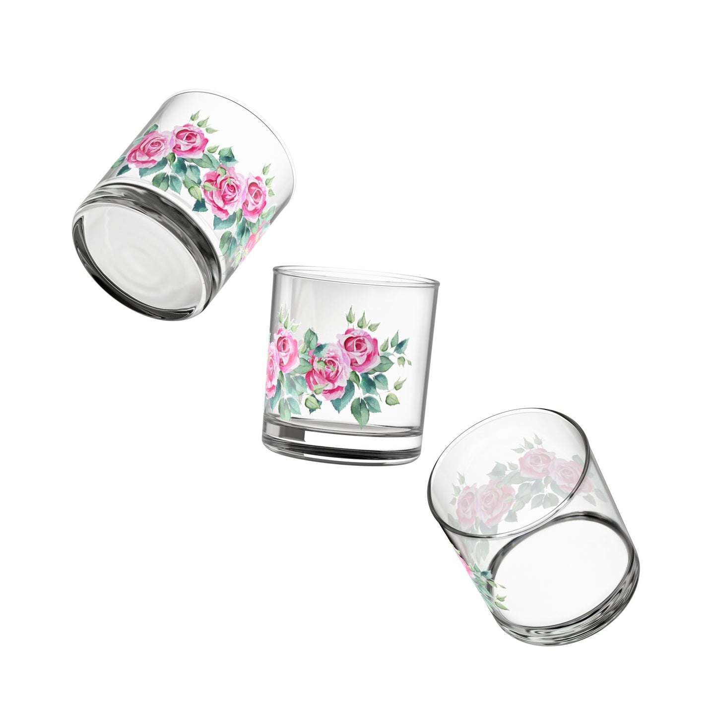 Floral Rocks Glass, 10oz - Elegant Drinkware, Gift for Weddings, Housewarming, Mother's Day, Floral Decor, Personalized Barware