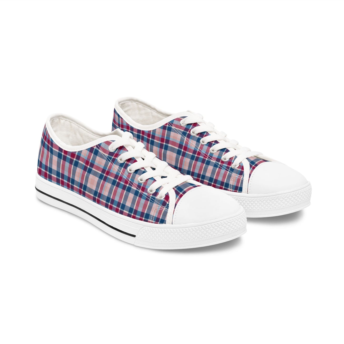 Plaid Low Top Sneakers — Casual Canvas Shoes