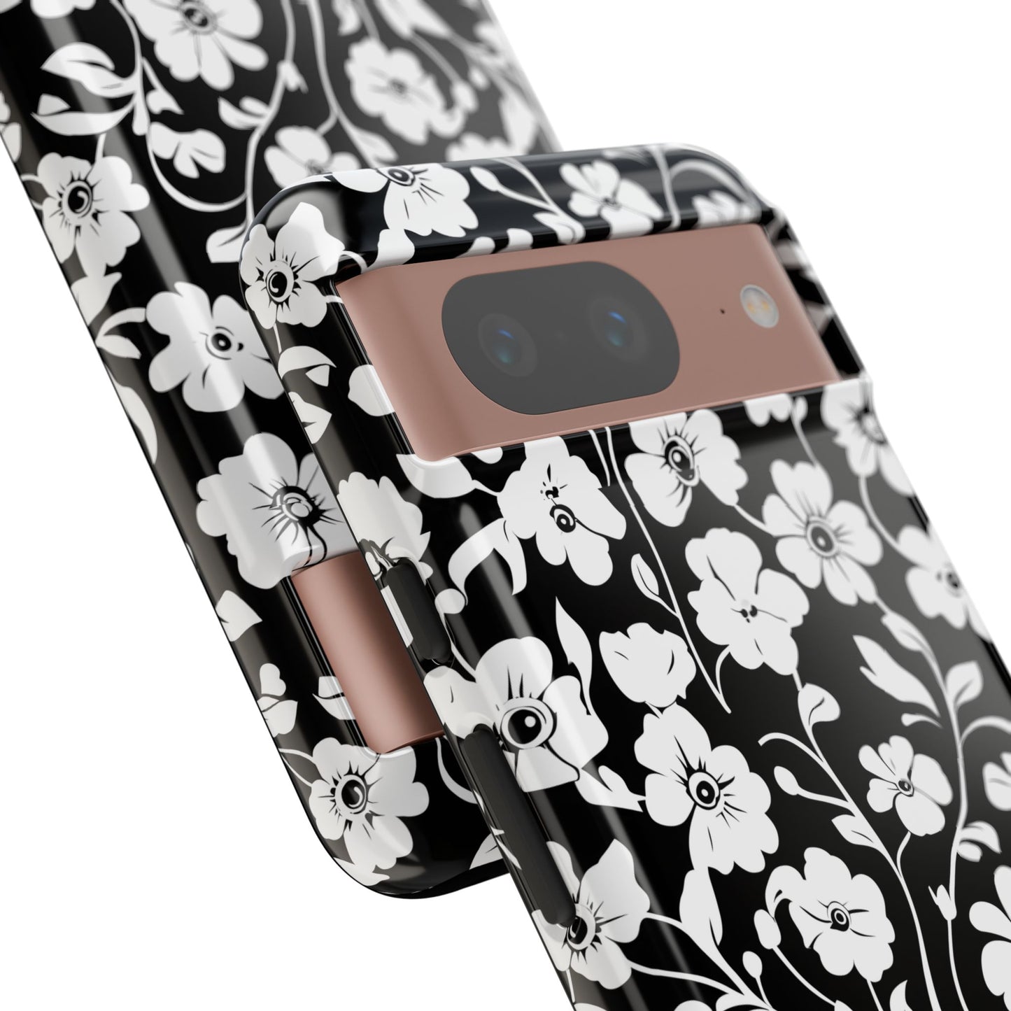 Floral Noir Tough Phone Case — Black & White Flower Protective Cover