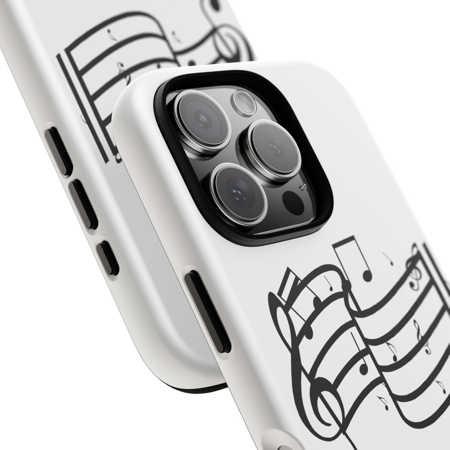 Musical Notes Phone Case — Black Treble Clef Music Staff Tough Case