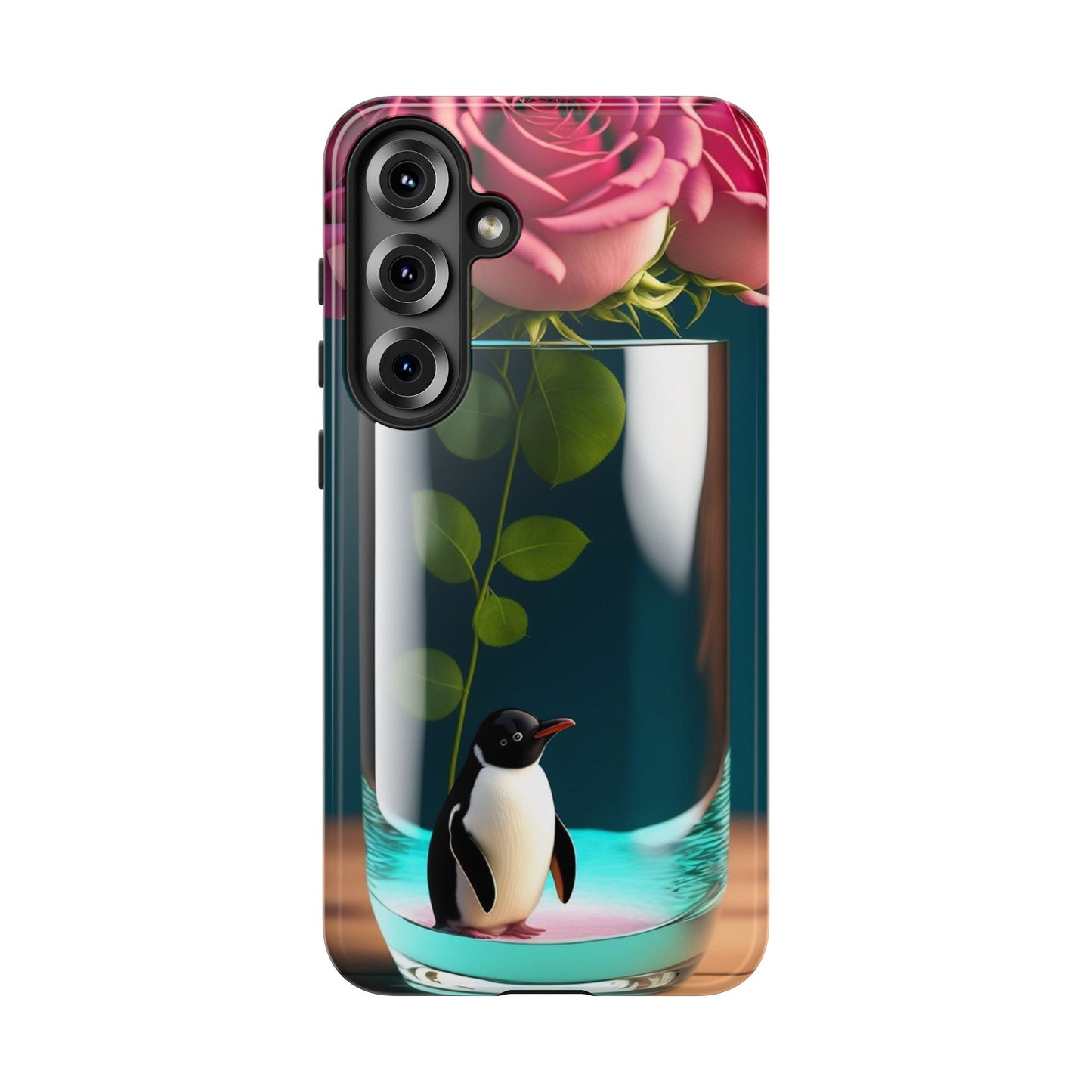 Penguin in a Glass Floral Tough Phone Case — Cute Protective Phone Cover