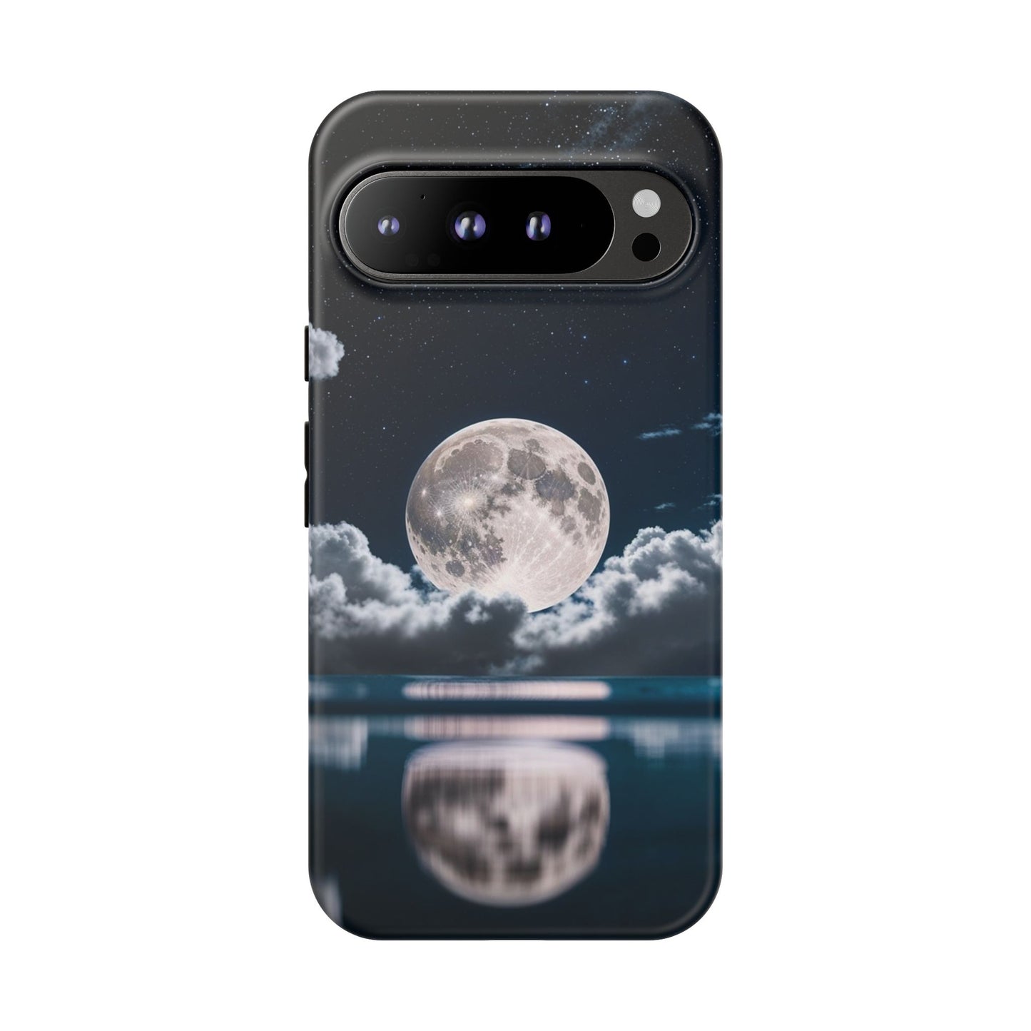 Moonlit Reflection Phone Case — Night Sky Moon & Clouds Tough Case