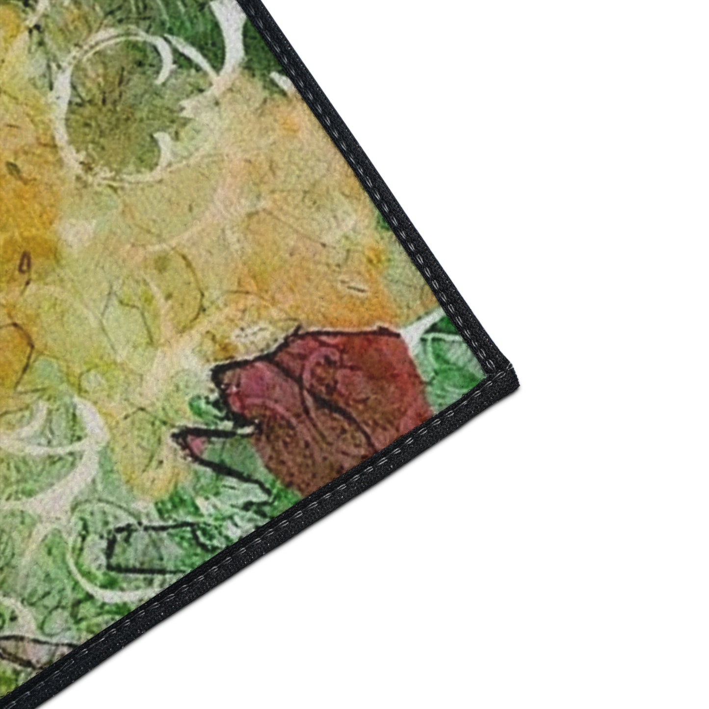 Welcome Floral Heavy Duty Floor Mat — Colorful Abstract Entry Rug