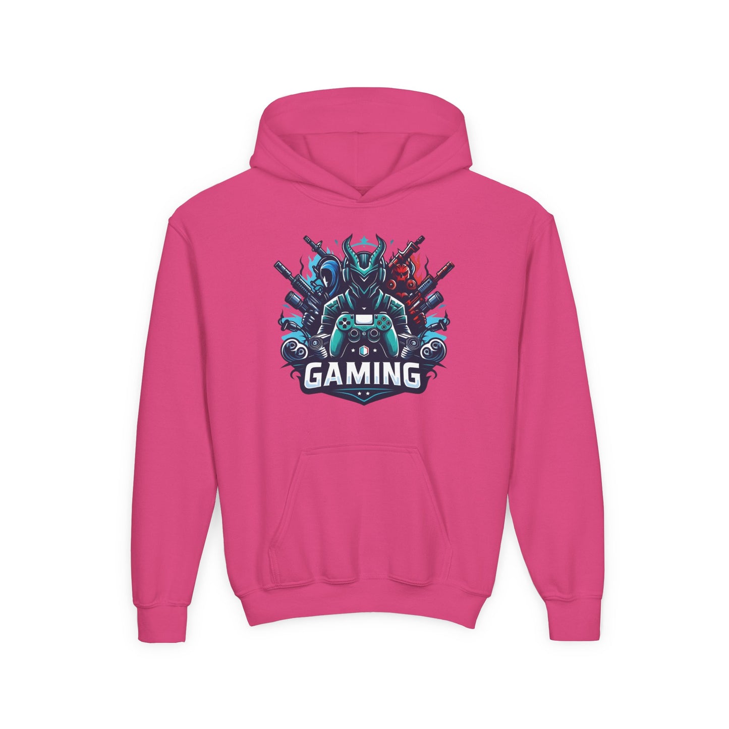 Youth Gaming Hoodie — Robotic Gamer Emblem Sweatshirt