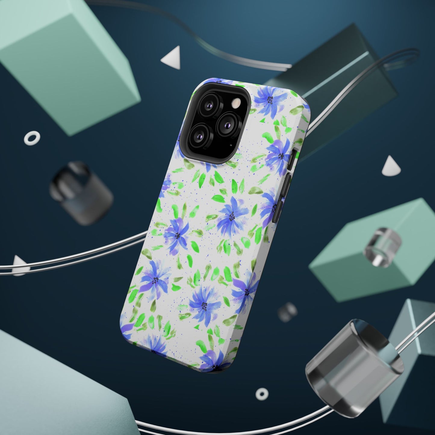 Floral Blue Watercolor Phone Case — Magnetic Impact-Resistant