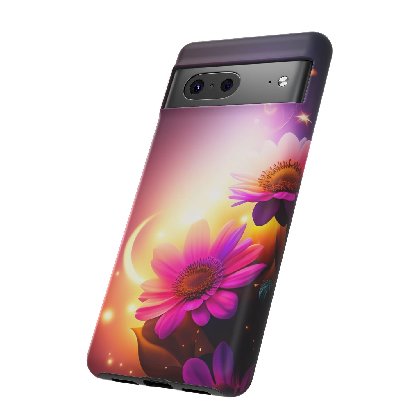 Floral Moonlight Phone Case – Purple Daisy Protective Cover