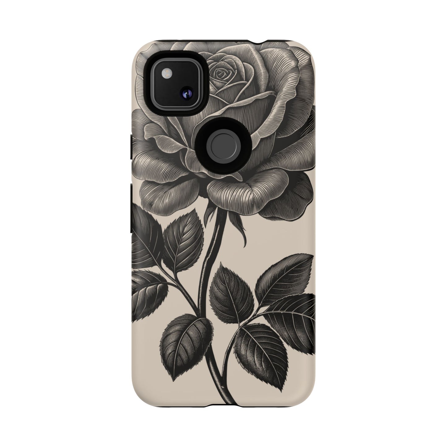 Black Rose Phone Case, Tough Cases with Floral Design, Elegant Tech Accessory, Gift for Flower Lovers, Stylish Protection