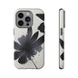 Monochrome Floral Tough Phone Case — Black Ink Flower Protective Cover