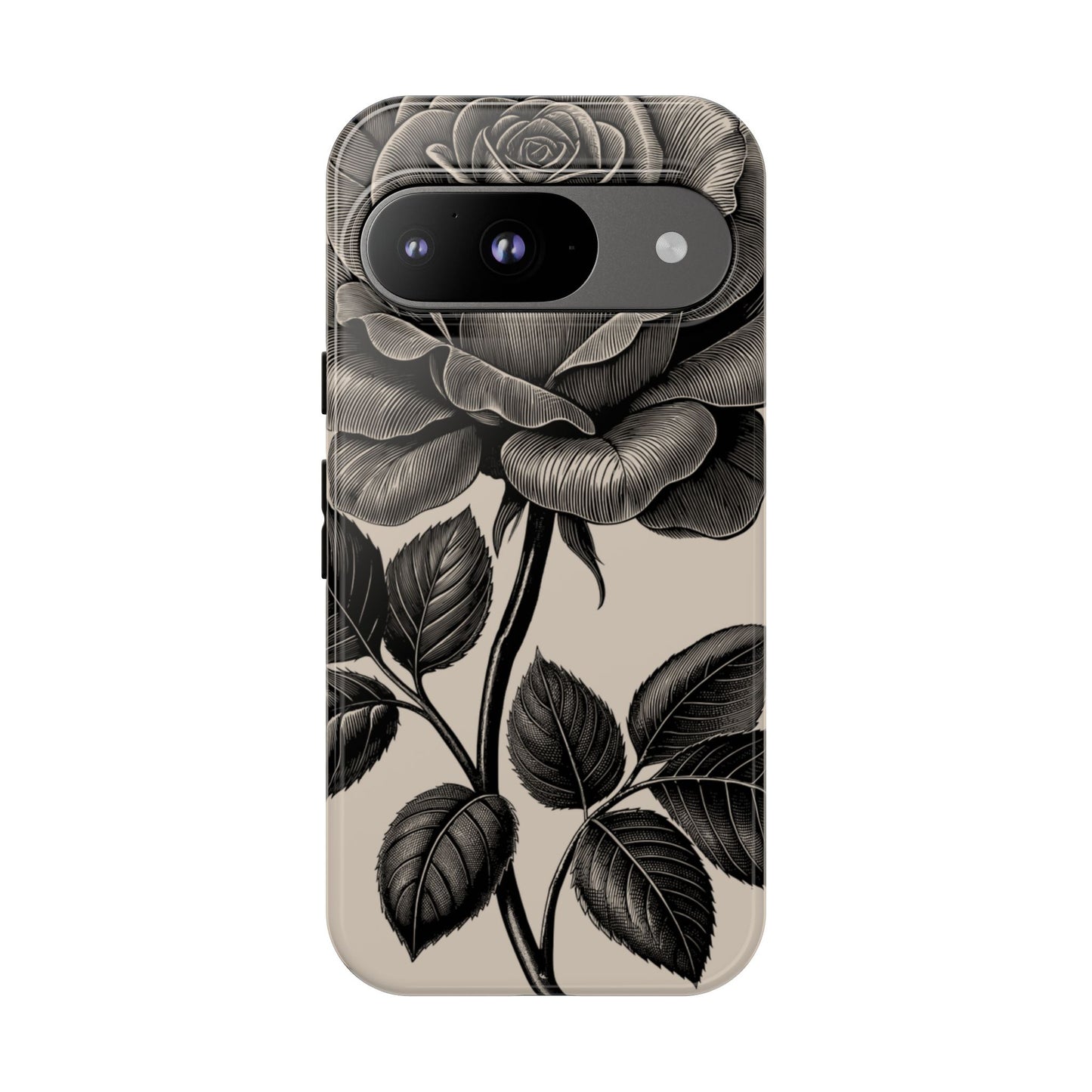 Black Rose Phone Case, Tough Cases with Floral Design, Elegant Tech Accessory, Gift for Flower Lovers, Stylish Protection