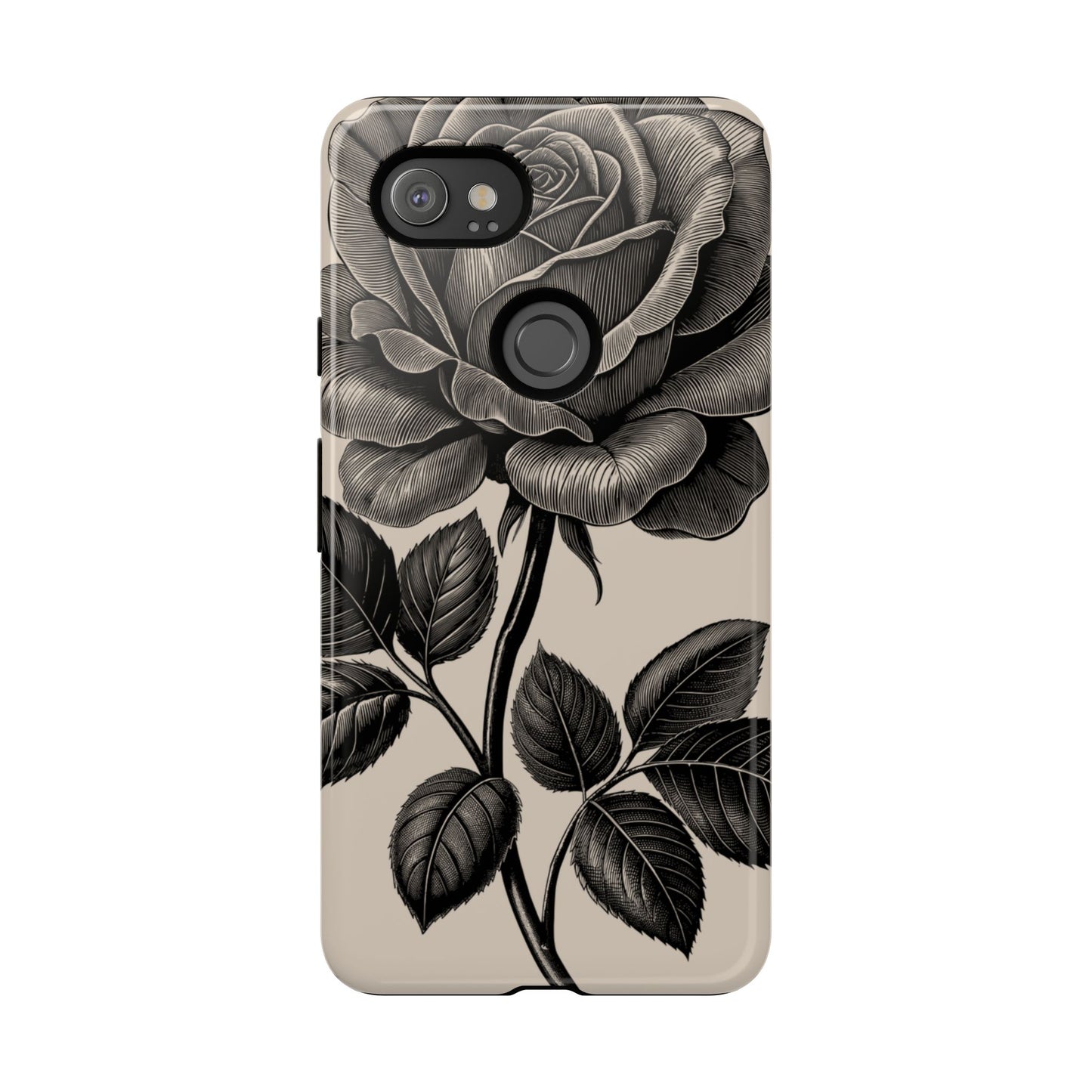 Black Rose Phone Case, Tough Cases with Floral Design, Elegant Tech Accessory, Gift for Flower Lovers, Stylish Protection