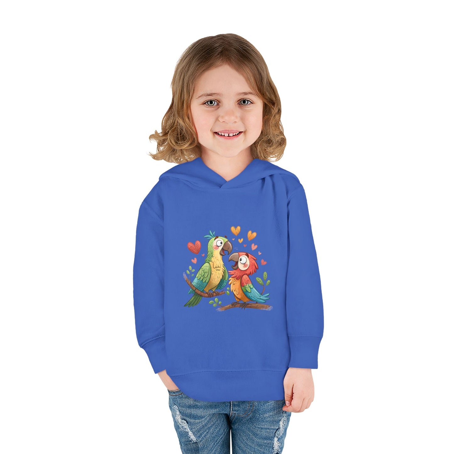 Toddler Hoodie — Cute Parrot Love Pullover (Heart Bird Kids Sweatshirt)