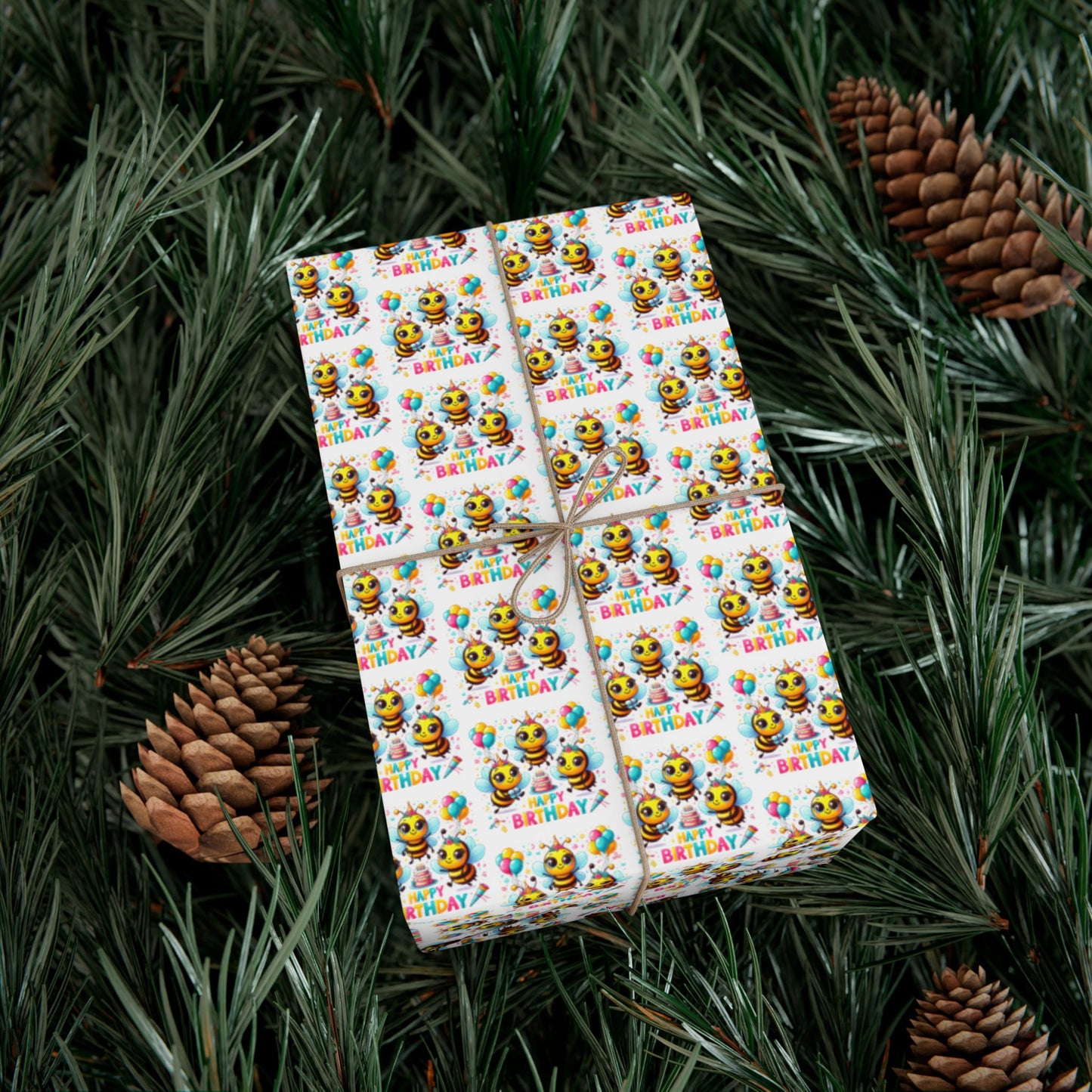 Wrapping Paper — Cute Chick 'Happy Birthday' Bee Pattern Gift Wrap
