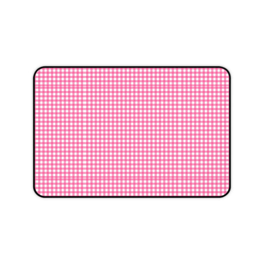Pink Gingham Desk Mat - Cozy Office Decor, Workspace Accessory, Gift for Coworkers, Farmhouse Style, Table Cover