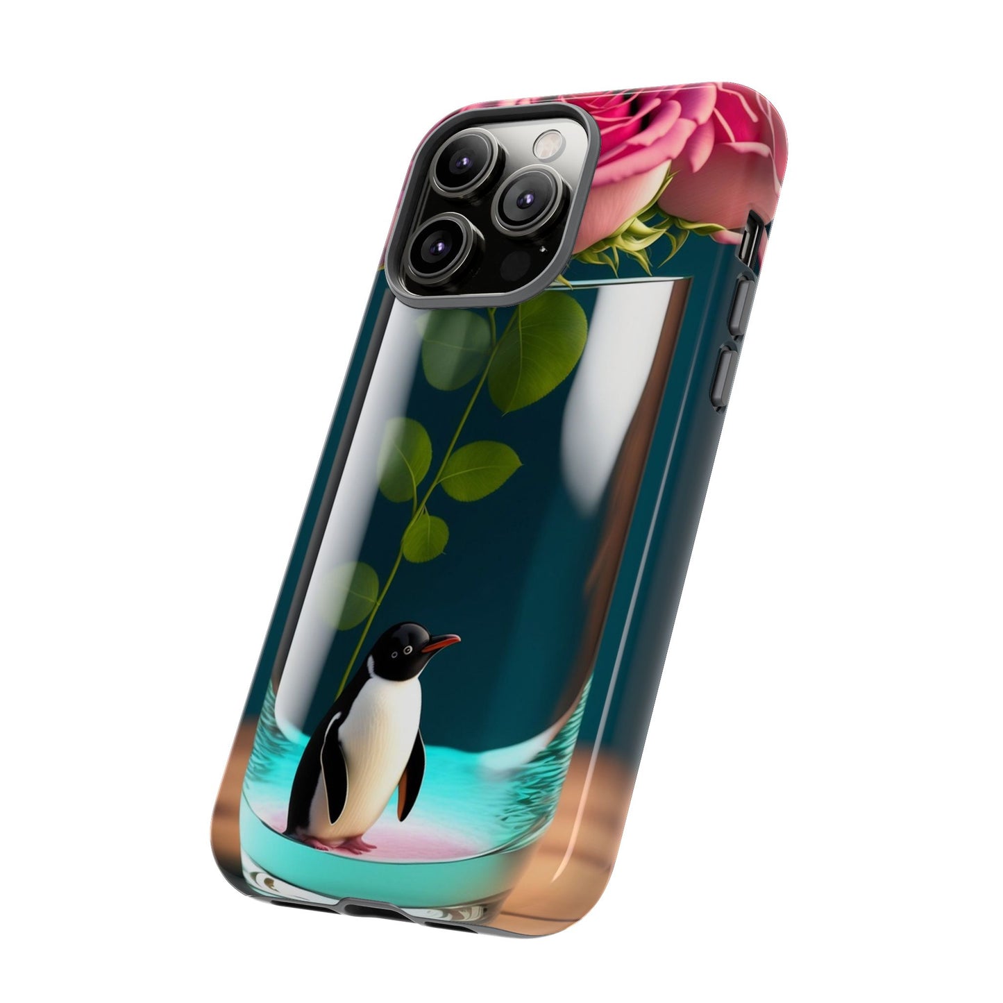 Penguin in a Glass Floral Tough Phone Case — Cute Protective Phone Cover