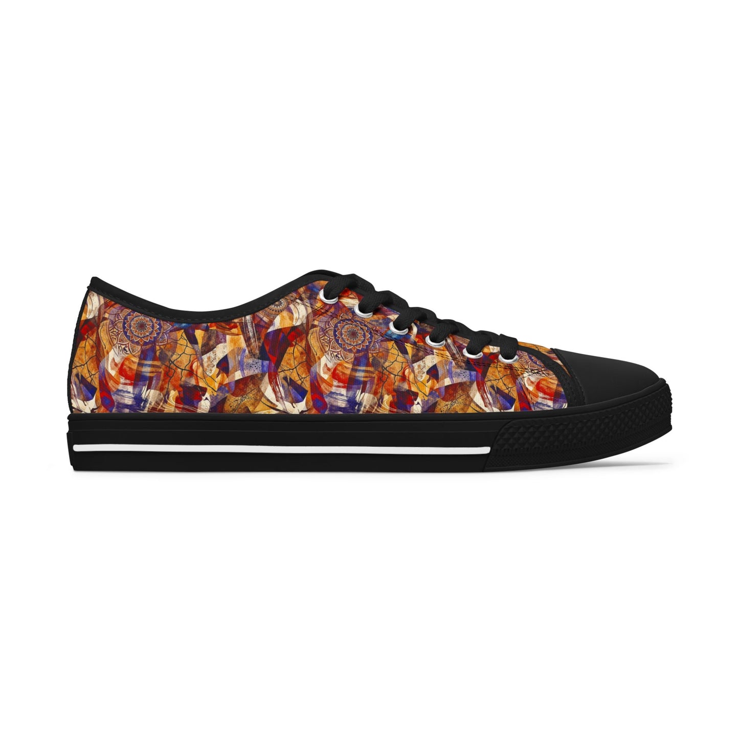 Abstract Mosaic Low Top Sneakers — Women's Artistic Casual Shoes