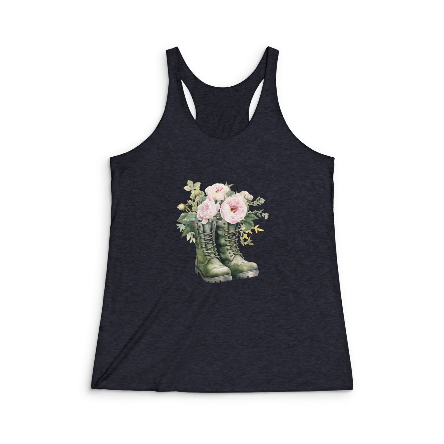 Floral Combat Boots Tank — Women's Garden Boots Racerback Tank Top
