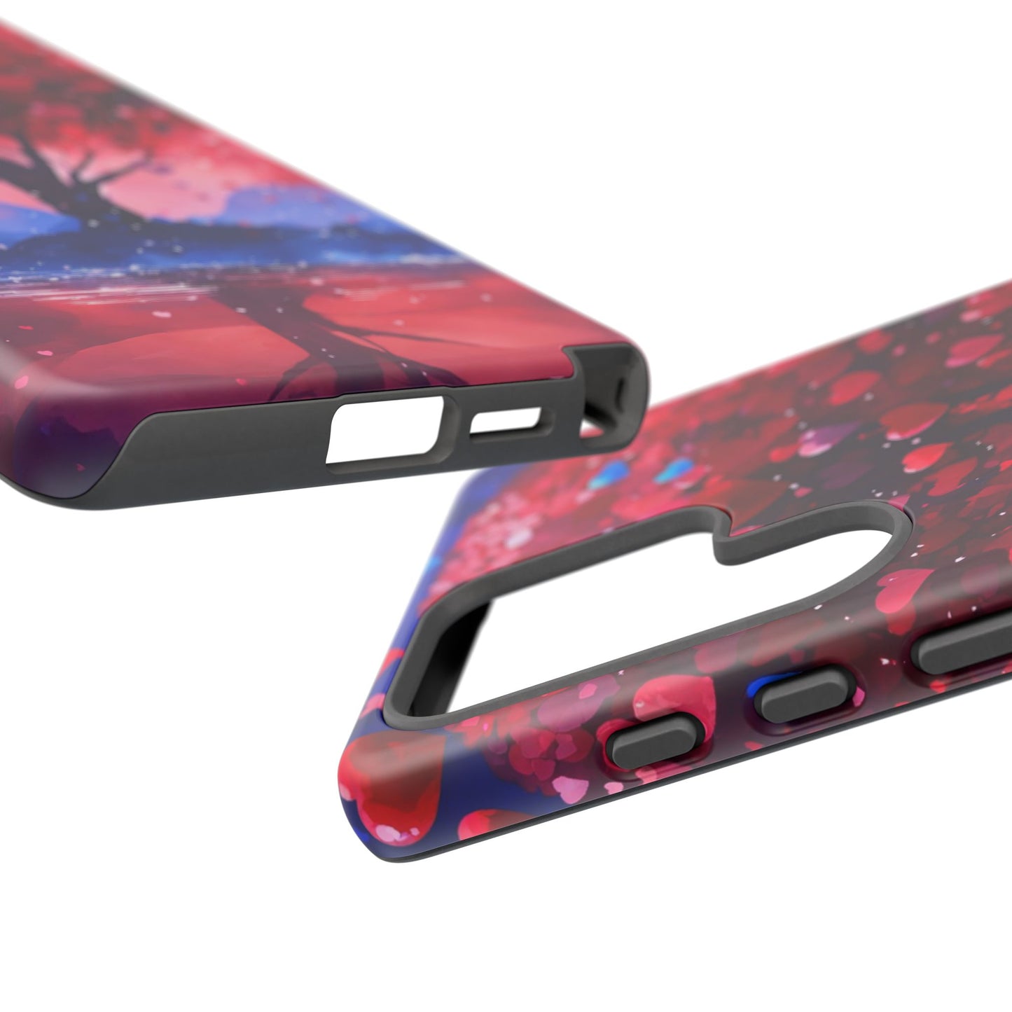 Heart Tree Phone Case — Romantic Red & Blue Protective Tough Case