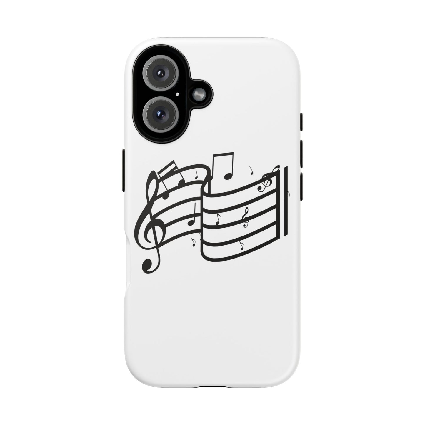 Musical Notes Phone Case — Black Treble Clef Music Staff Tough Case