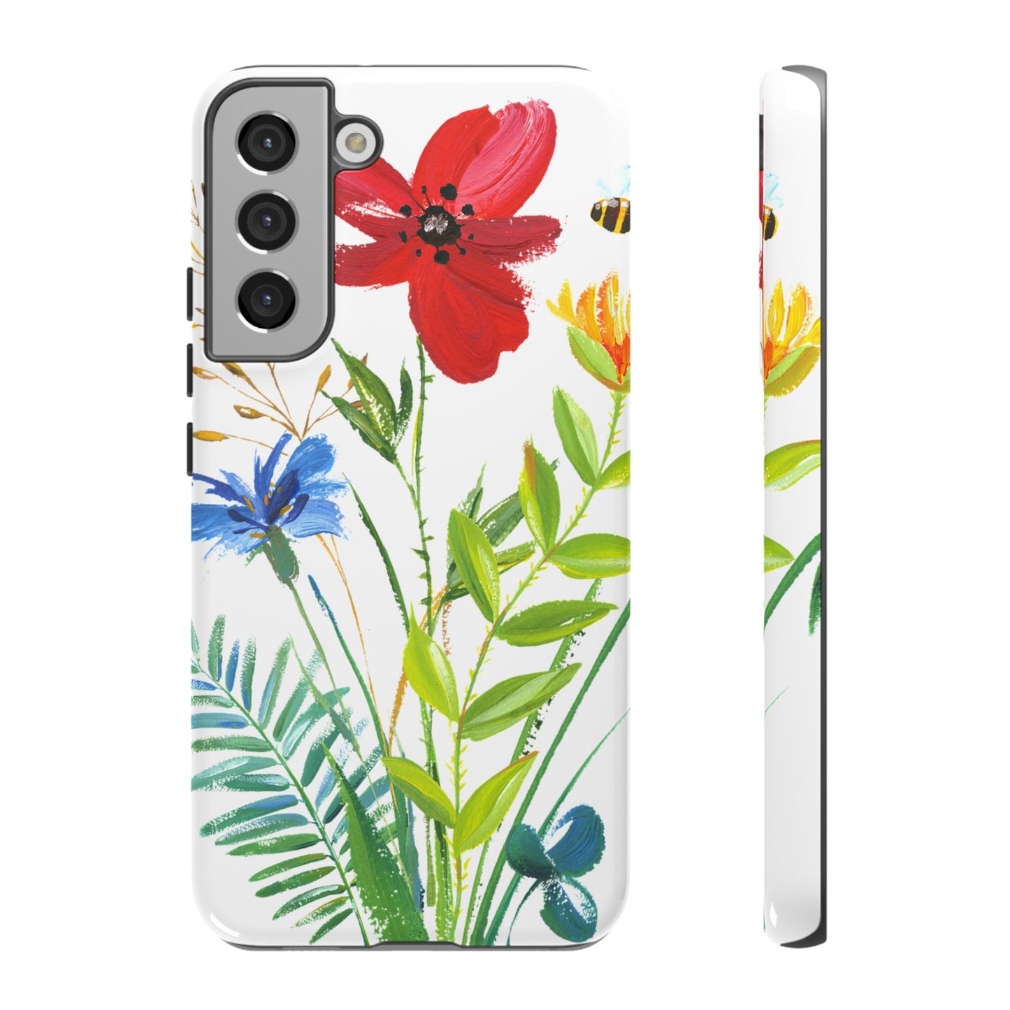 Floral Watercolor Tough Phone Case — Wildflower Bouquet Protective Cover