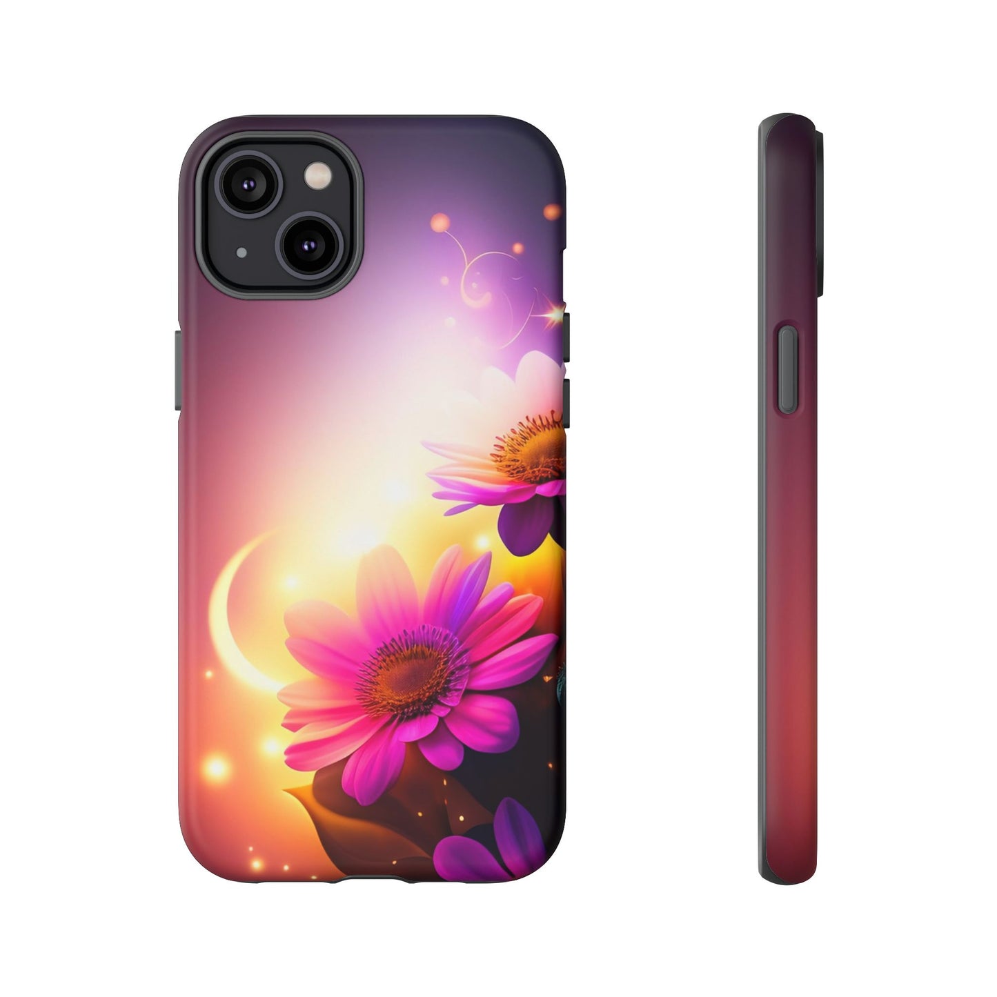 Floral Moonlight Phone Case – Purple Daisy Protective Cover