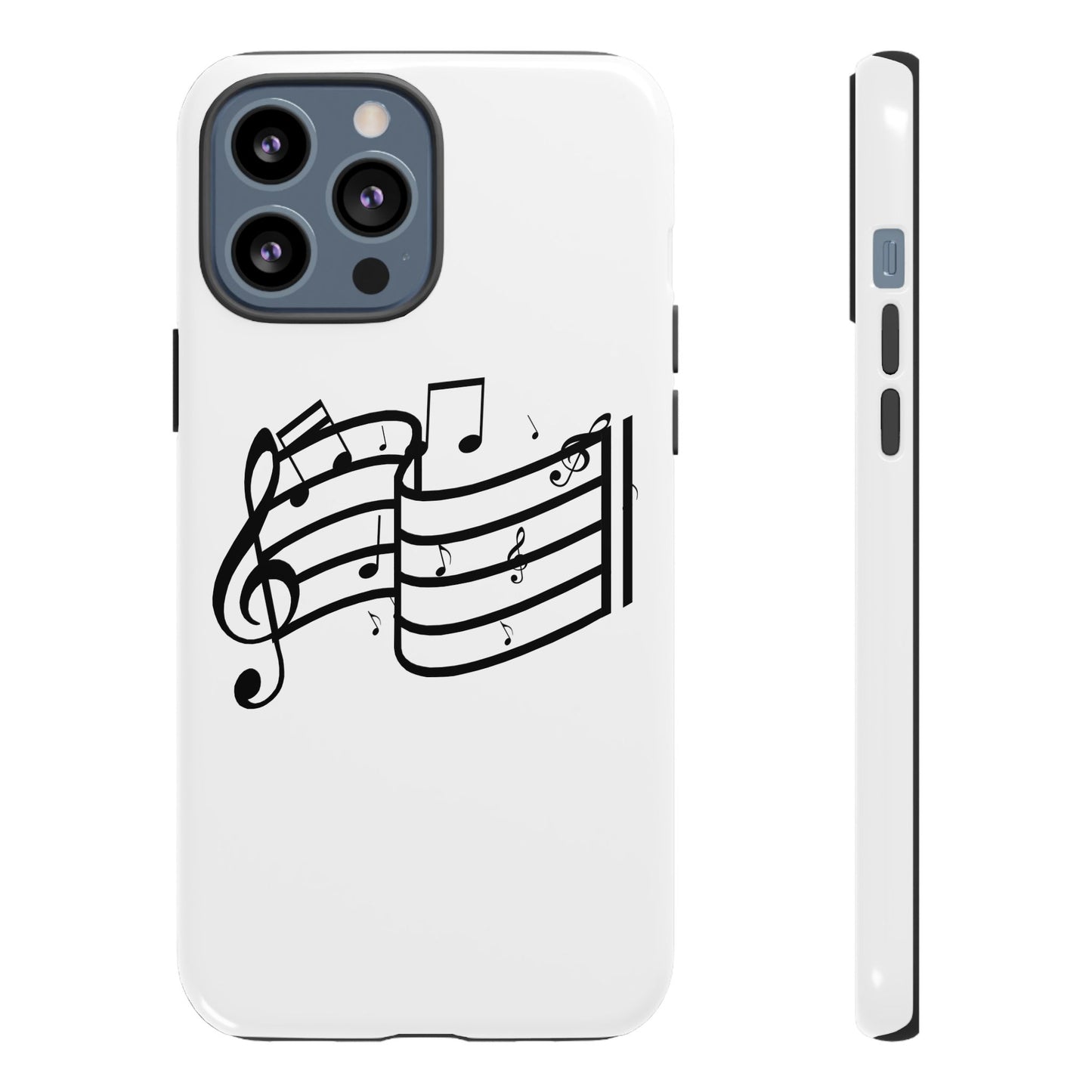Musical Notes Phone Case — Black Treble Clef Music Staff Tough Case