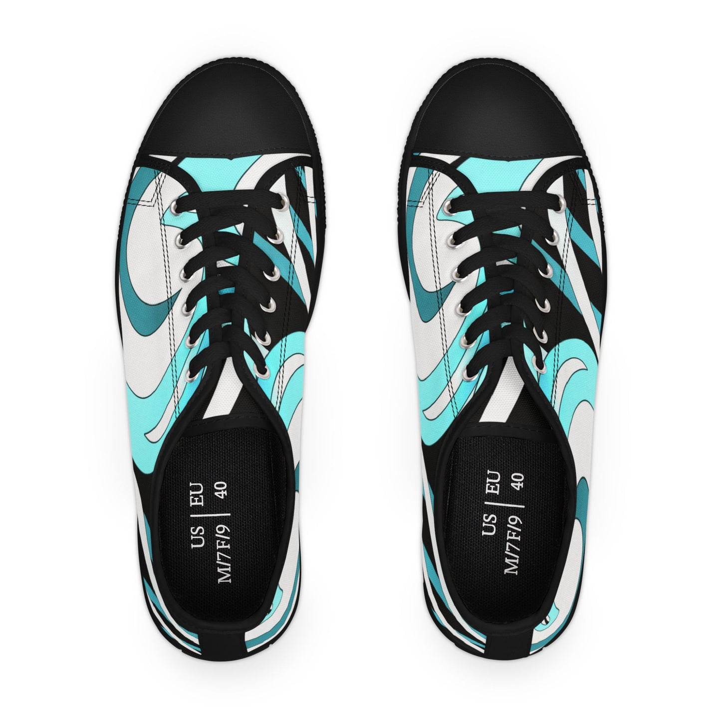 Low Top Sneakers – Aqua Wave Graphic Women's Canvas Shoes