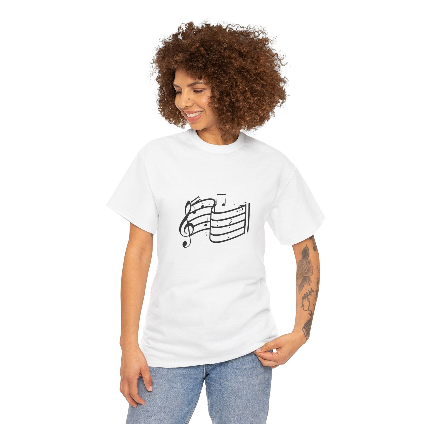 Music Notes T‑Shirt — Minimalist Sheet Music Tee for Musicians & Music Lovers