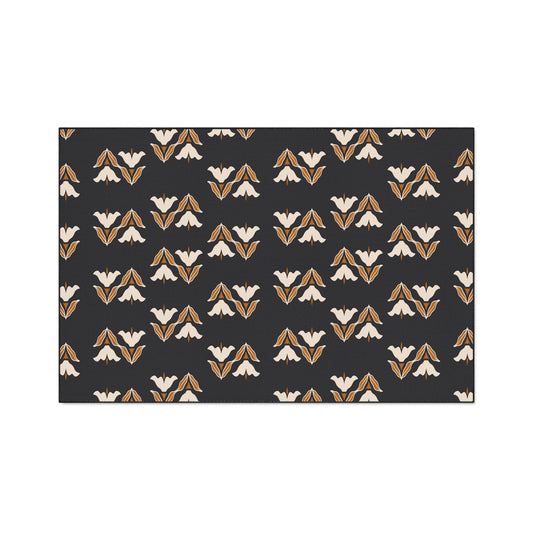 Floor Mat — Modern Retro Floral Pattern Heavy-Duty Entry Rug
