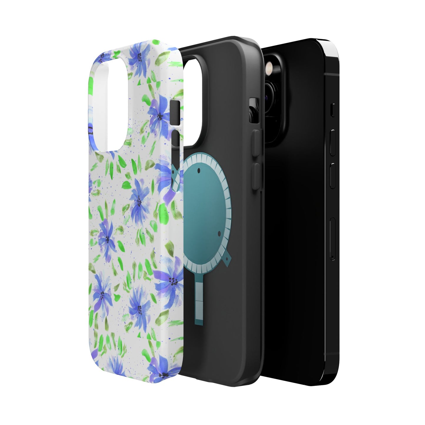 Floral Blue Watercolor Phone Case — Magnetic Impact-Resistant