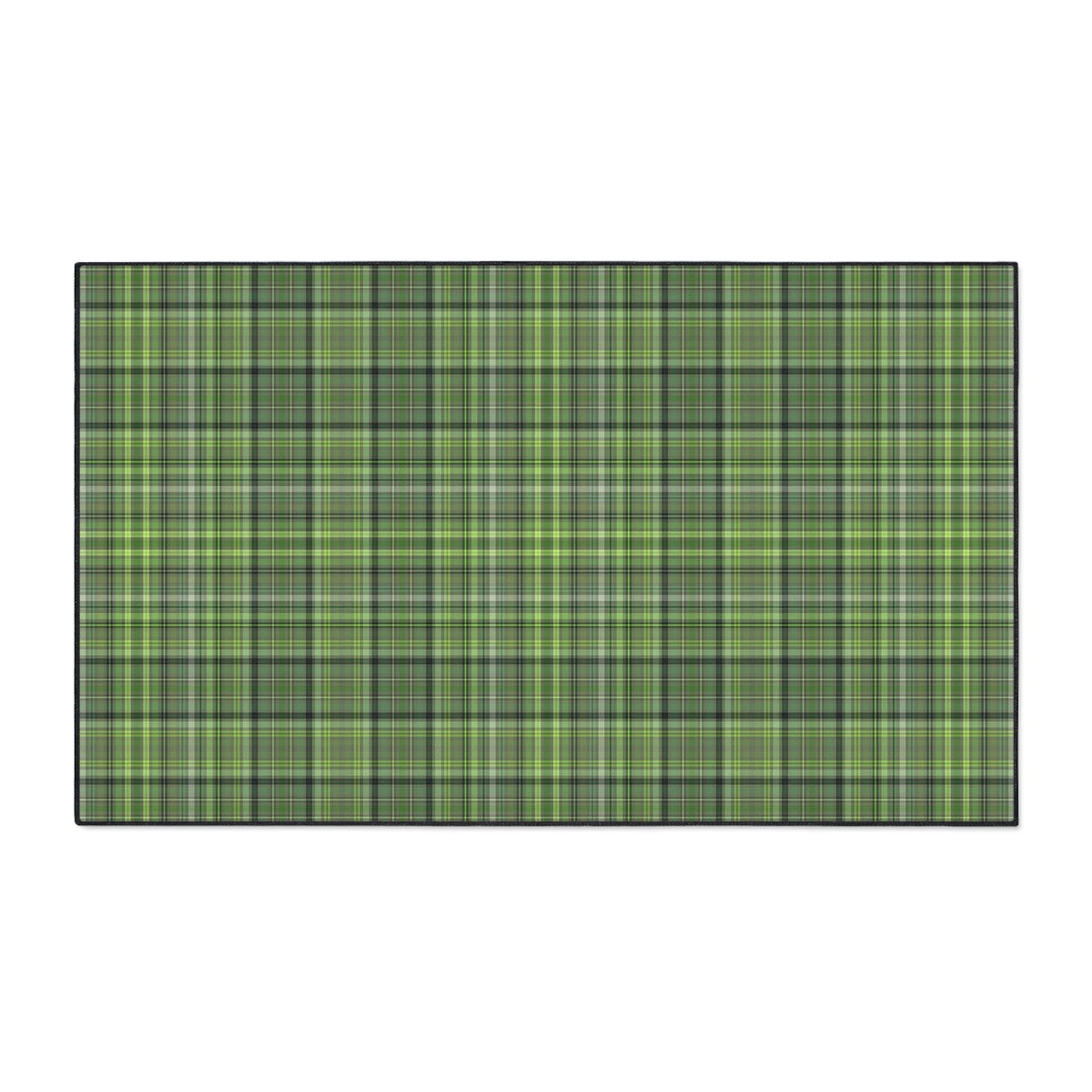 Green Plaid Heavy-Duty Floor Mat — Durable Non-Slip Entry Rug