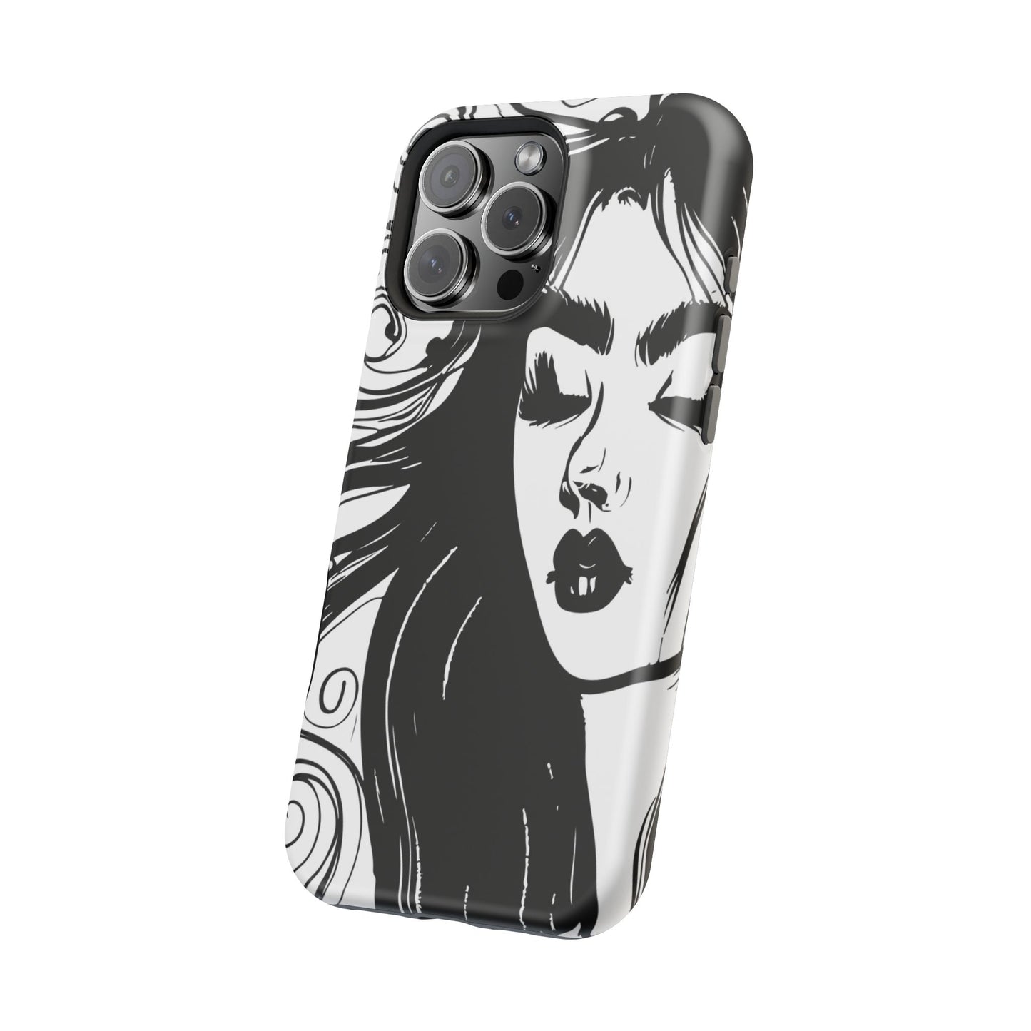 Artistic Black & White Portrait Phone Case — Magnetic Impact-Resistant