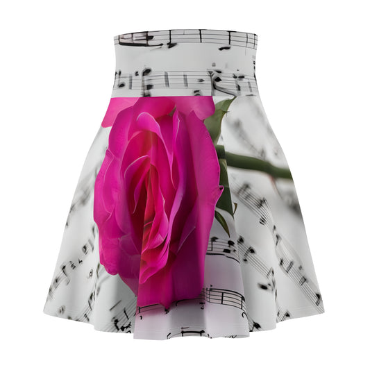 Floral Music Note Skater Skirt