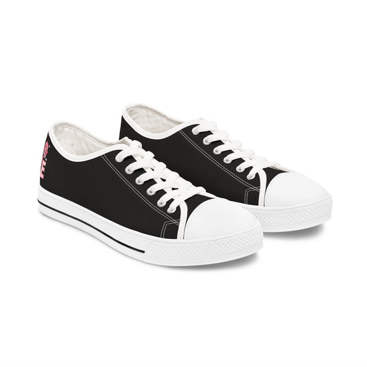 Women's Low Top Sneakers — Black Casual Canvas Trainers for Everyday Wear