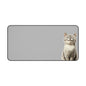 Smiling Cat Desk Mat — Cute Grey Mousepad for Home Office & Gamers