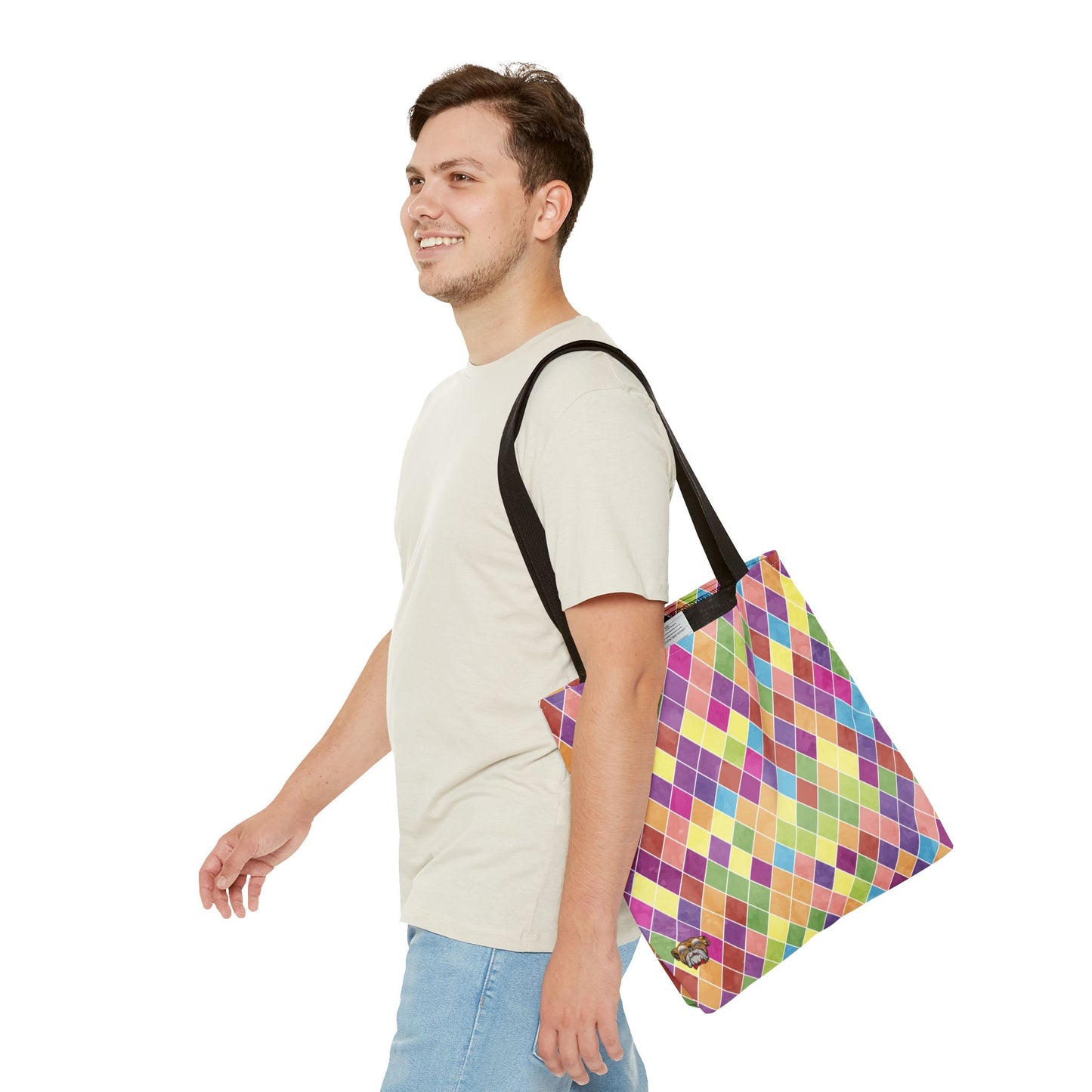 Colorful Geometric Tote Bag, Funky Shoulder Bag, Eco-Friendly Shopping Tote, Stylish Beach Bag, Art-Inspired Everyday Bag