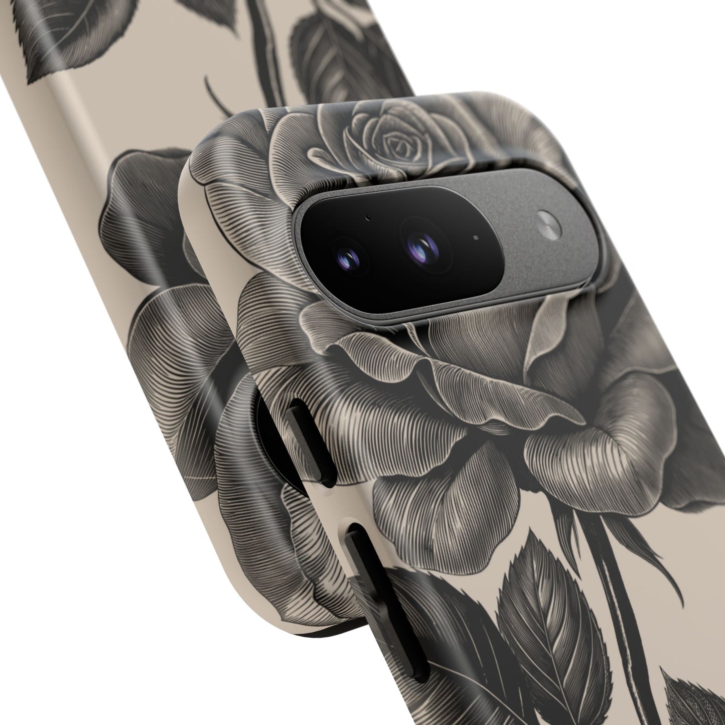 Black Rose Phone Case, Tough Cases with Floral Design, Elegant Tech Accessory, Gift for Flower Lovers, Stylish Protection