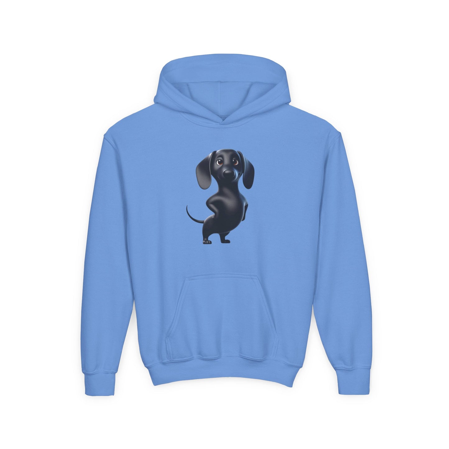 Youth Hoodie — Cute Black Dachshund Graphic