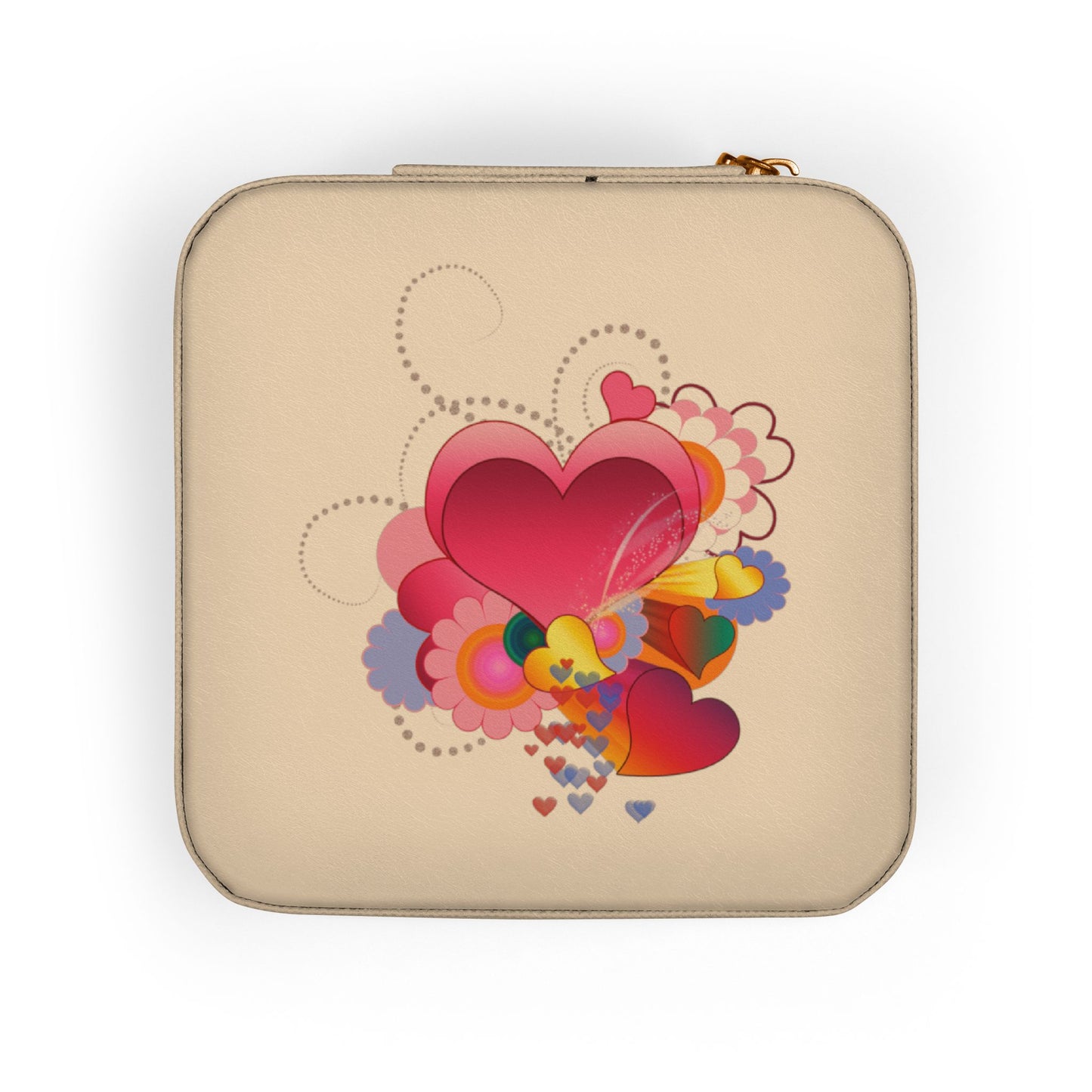 Jewelry Travel Case — Portable Pink Heart Floral Organizer