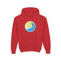 Sunrise Surf Circle Youth Hoodie | Surfing Wave Graphic