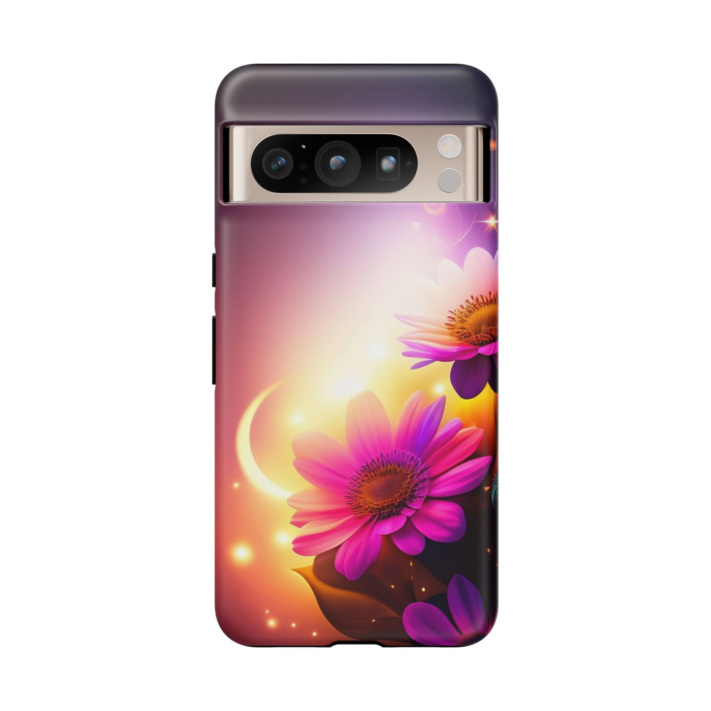 Floral Moonlight Phone Case – Purple Daisy Protective Cover