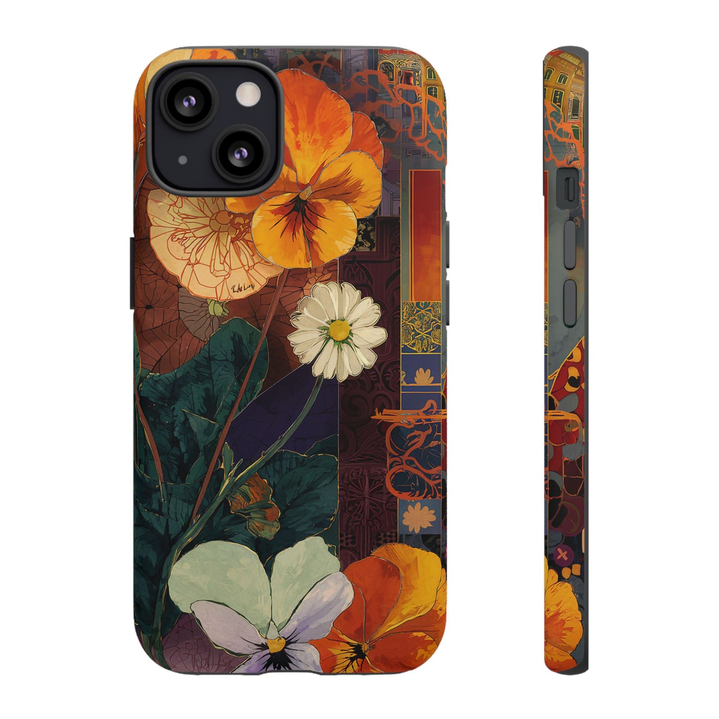 Floral Pansy Tough Phone Case — Vintage Botanical Protection