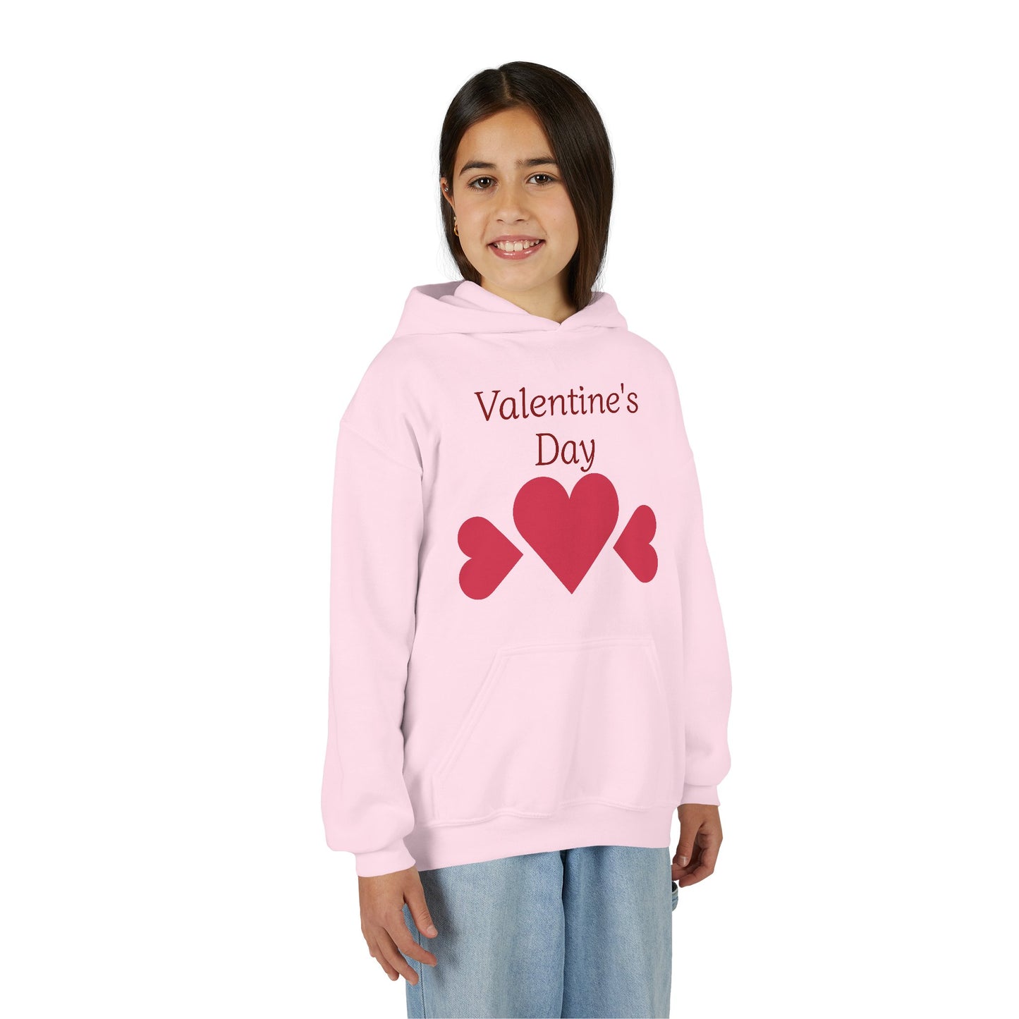 Valentine's Day Kids Hoodie - Pink Heart Trio Youth Sweatshirt