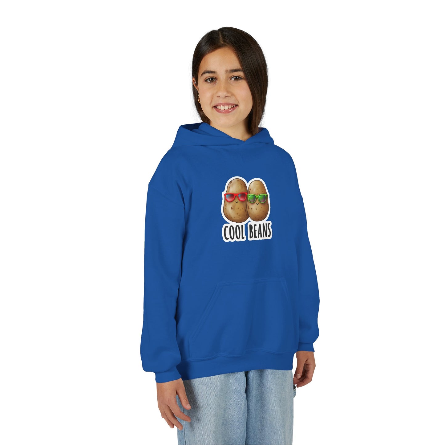 Youth 'Cool Beans' Hoodie – Cute Kids Graphic Sweatshirt with Sunglasses Potato Design