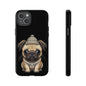 Pug Phone Case – Cute Pug Puppy Illustration on Black Tough Case